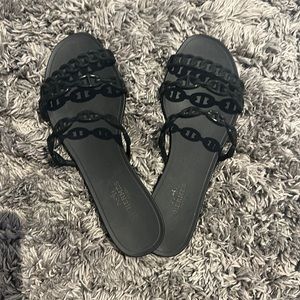 Hermès black rivage chaîne d’ancre sandals brand new never worn